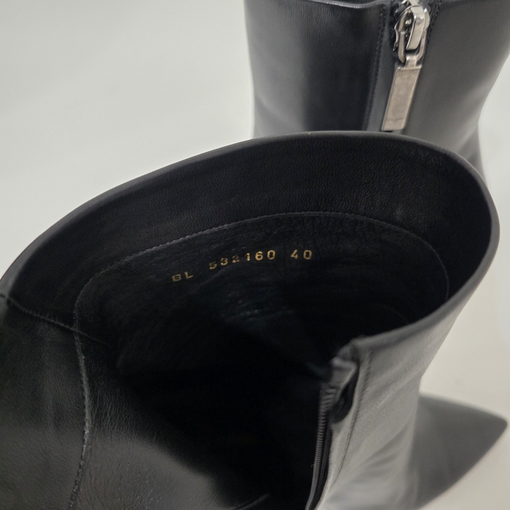 Saint Laurent Opyum Black Calfskin Ankle Boots Gold Heel Women’s Size 40 - Picture 6 of 14